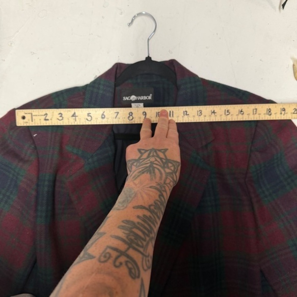 Vintage Sag Harbor Plaid Wool Blazer Dark Academia Preppy 90s Tartan Jacket 16 - Picture 11 of 13